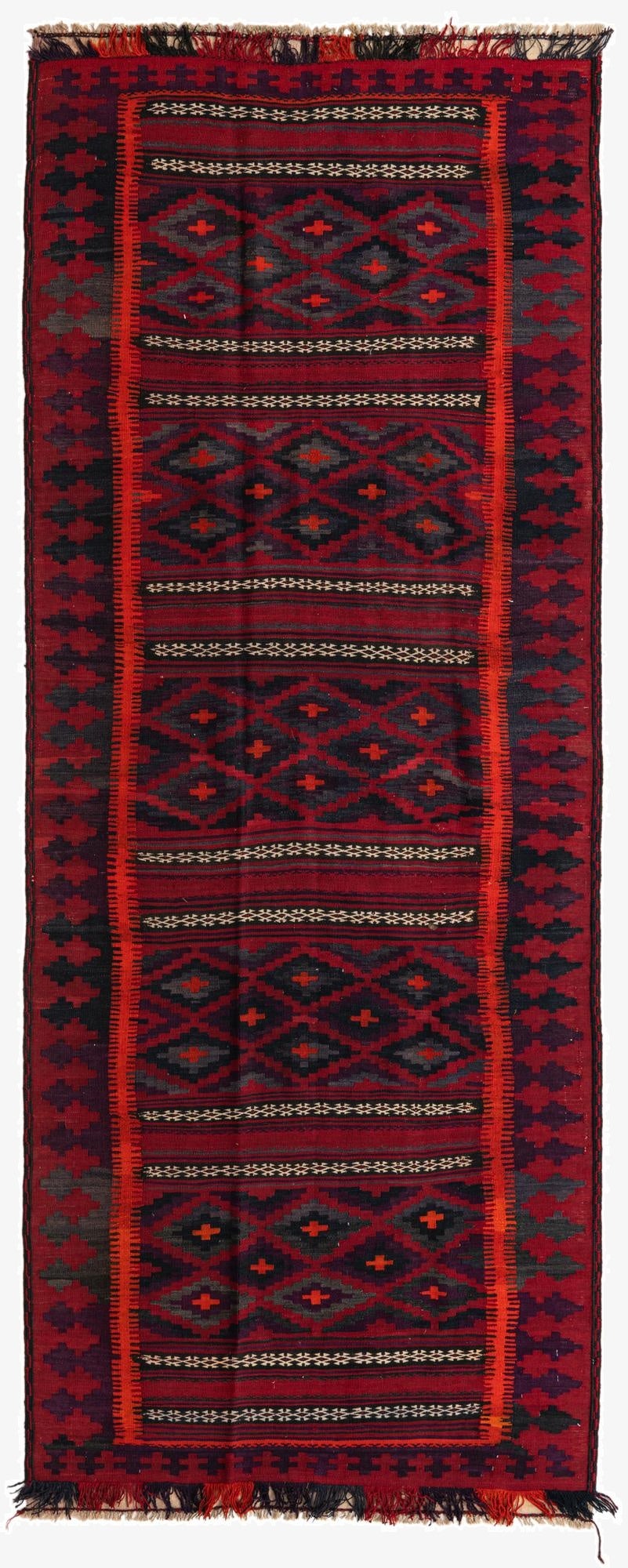  4' 2 x 10' 9  Hand Woven Kilim Fars Wool Runner Rug
