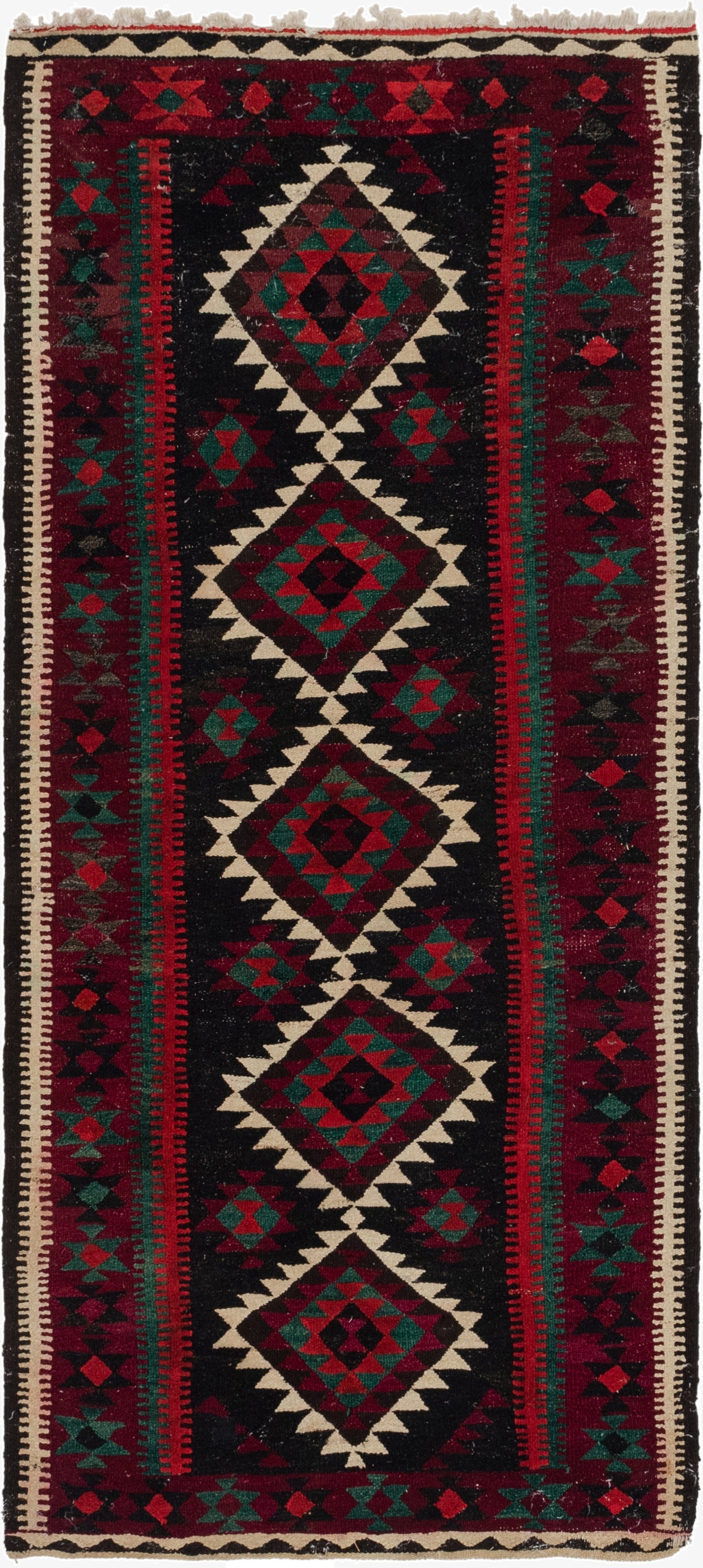  4' x 9' 4  Hand Woven Kilim Fars Wool Runner Rug