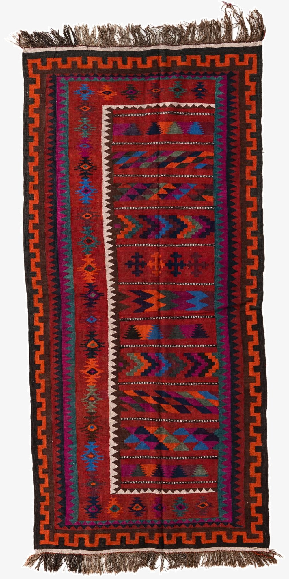  4' 4 x 9' 2  Hand Woven Kilim Fars Wool Runner Rug