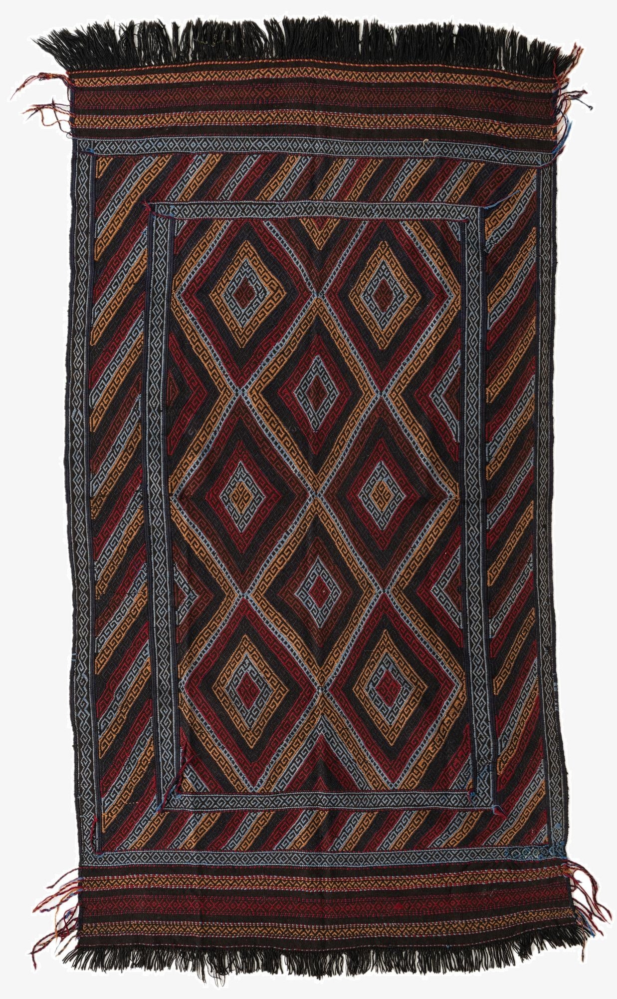  4' 3 x 8' 3  Hand Woven Kilim Fars Wool Runner Rug