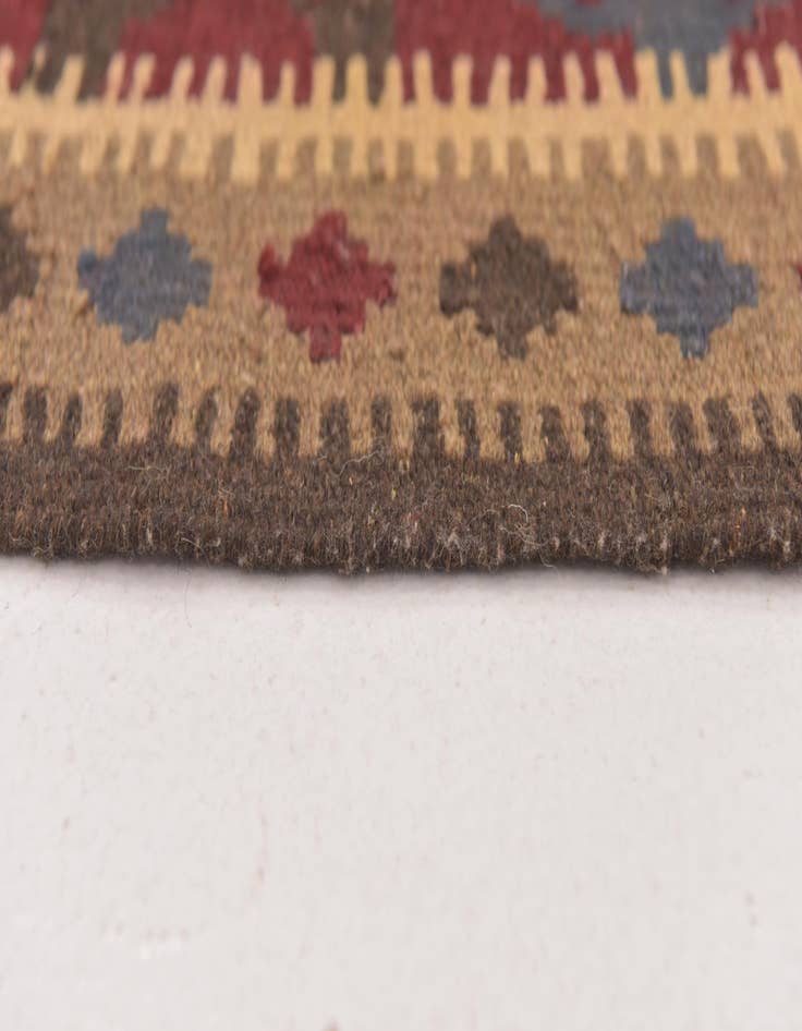 Detail image of  2' x 6' 6  Hand Woven Kilim Maymana Wool Runner Rug