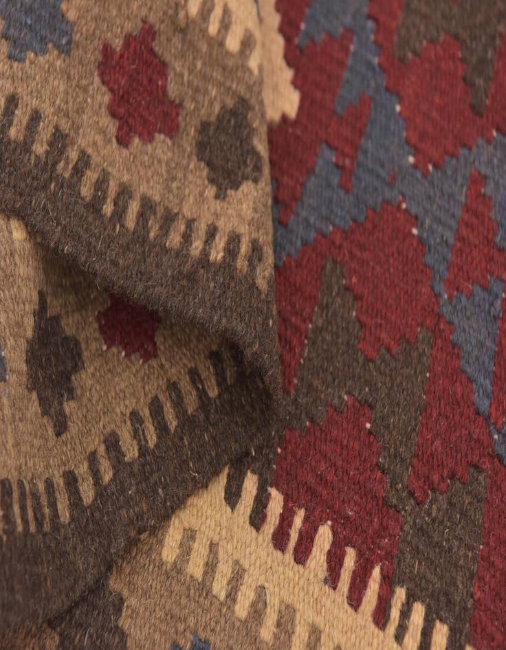 Detail image of  2' x 6' 6  Hand Woven Kilim Maymana Wool Runner Rug