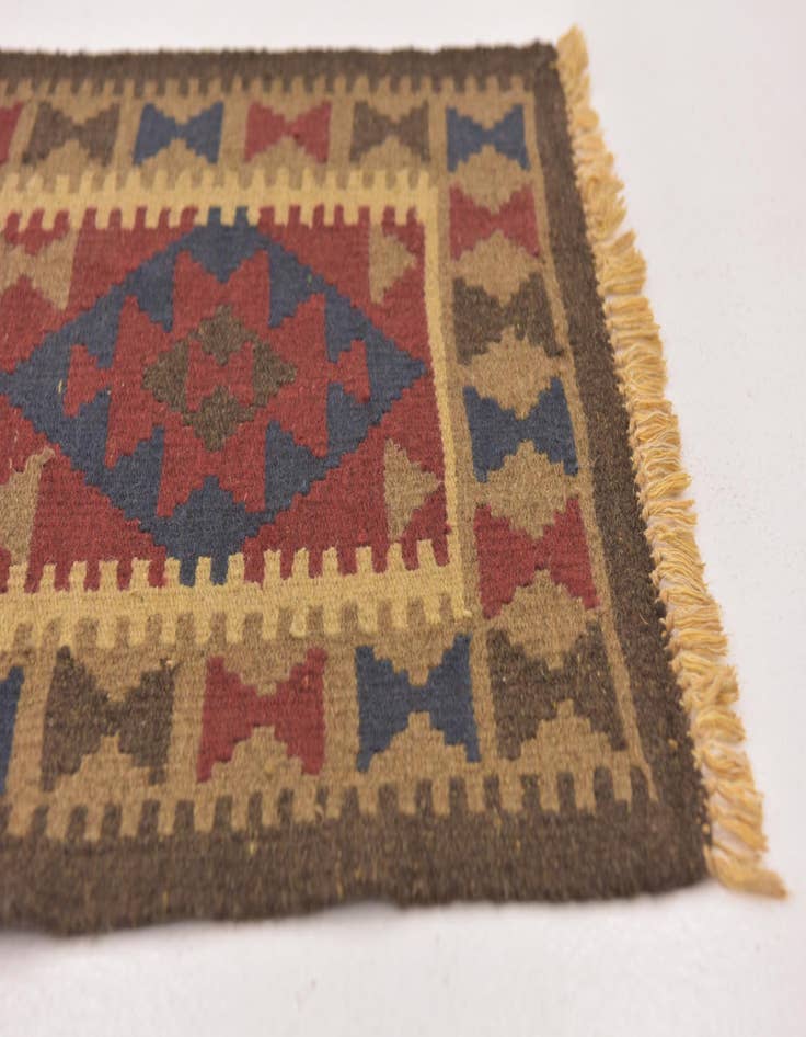 Detail image of  2' x 6' 5  Hand Woven Kilim Maymana Wool Runner Rug