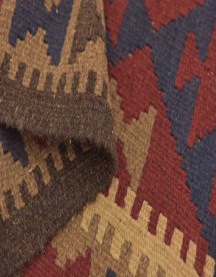 Detail image of  2' x 6' 5  Hand Woven Kilim Maymana Wool Runner Rug