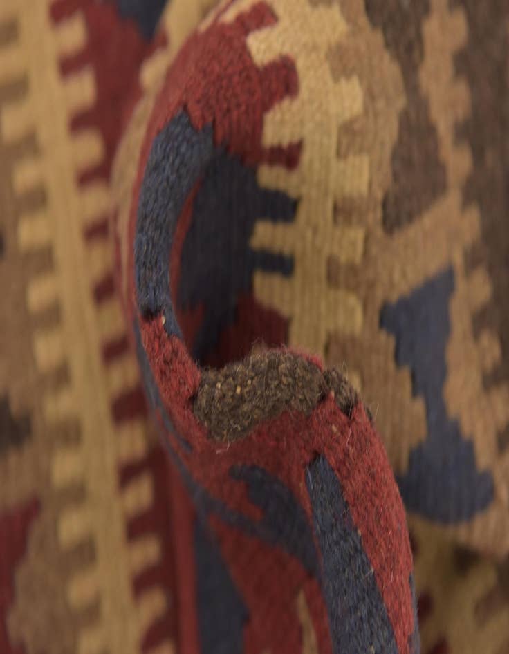 Detail image of  2' x 6' 5  Hand Woven Kilim Maymana Wool Runner Rug