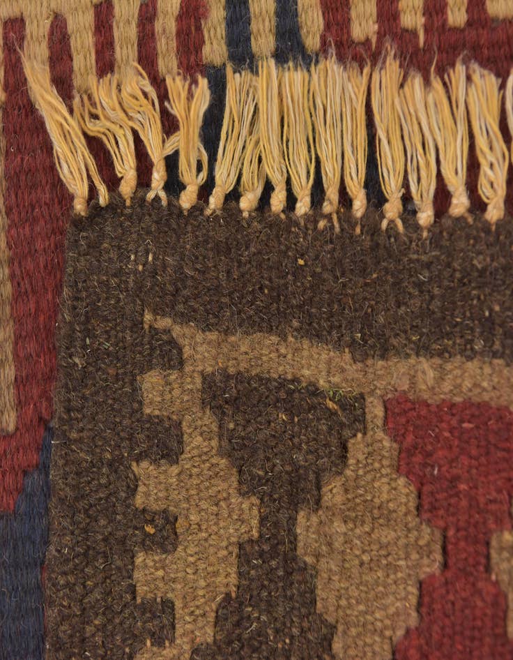 Detail image of  2' x 6' 5  Hand Woven Kilim Maymana Wool Runner Rug