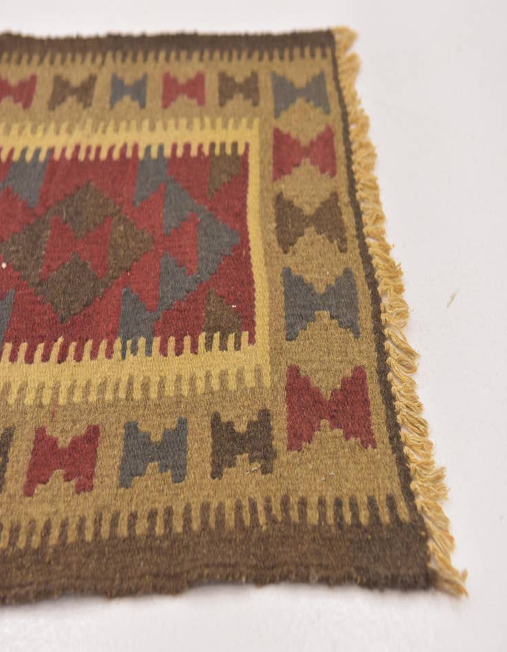 Detail image of  2' x 6' 4  Hand Woven Kilim Maymana Wool Runner Rug