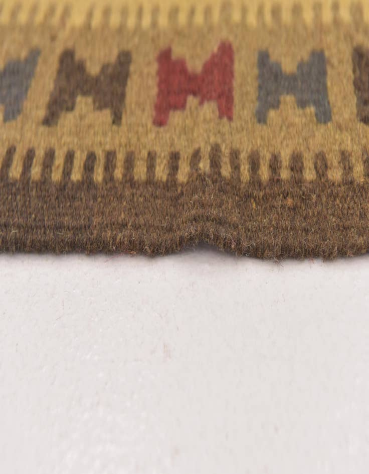 Detail image of  2' x 6' 4  Hand Woven Kilim Maymana Wool Runner Rug