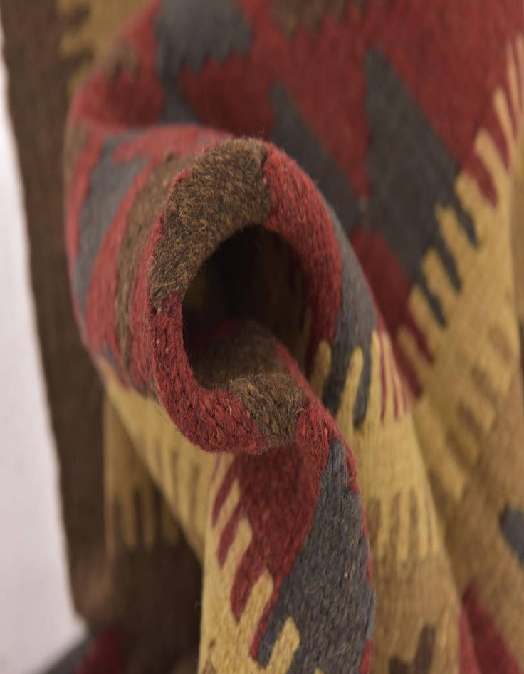 Detail image of  2' x 6' 4  Hand Woven Kilim Maymana Wool Runner Rug