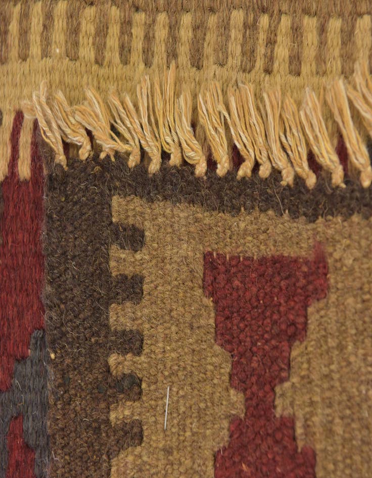 Detail image of  2' x 6' 4  Hand Woven Kilim Maymana Wool Runner Rug