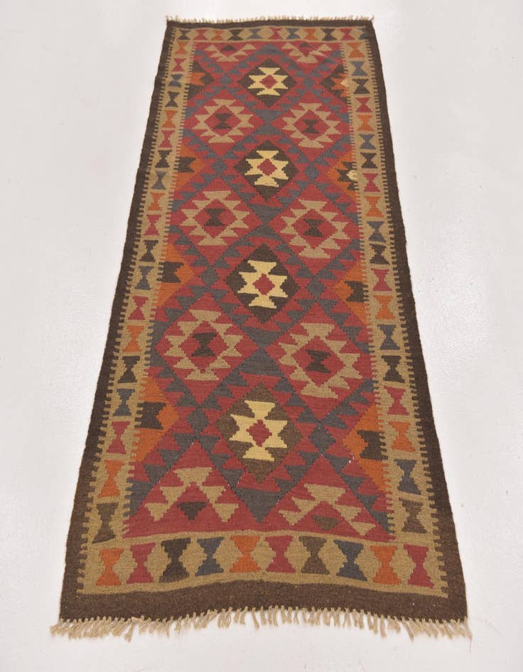 Detail image of  3' 5 x 6' 7  Hand Woven Kilim Maymana Wool Runner Rug