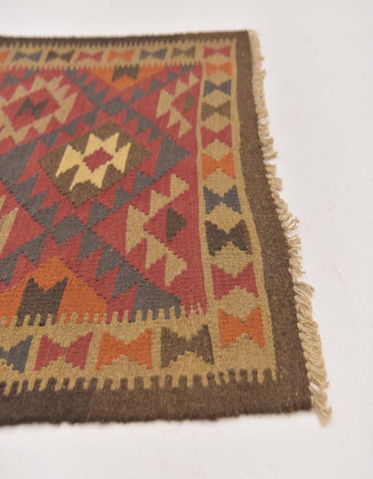 Detail image of  3' 5 x 6' 7  Hand Woven Kilim Maymana Wool Runner Rug