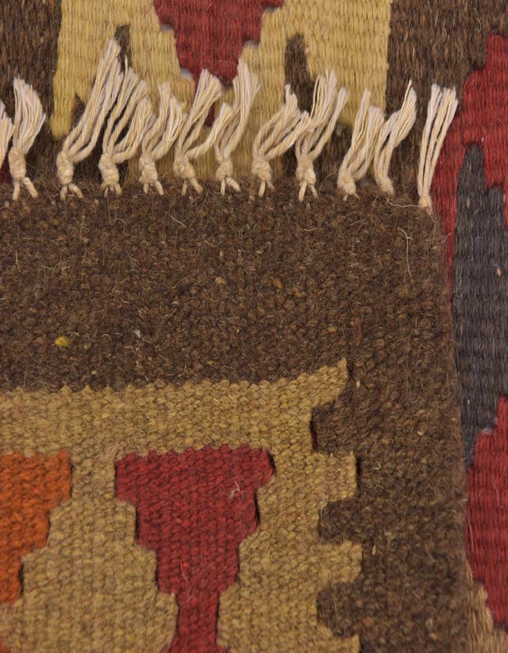 Detail image of  3' 5 x 6' 7  Hand Woven Kilim Maymana Wool Runner Rug
