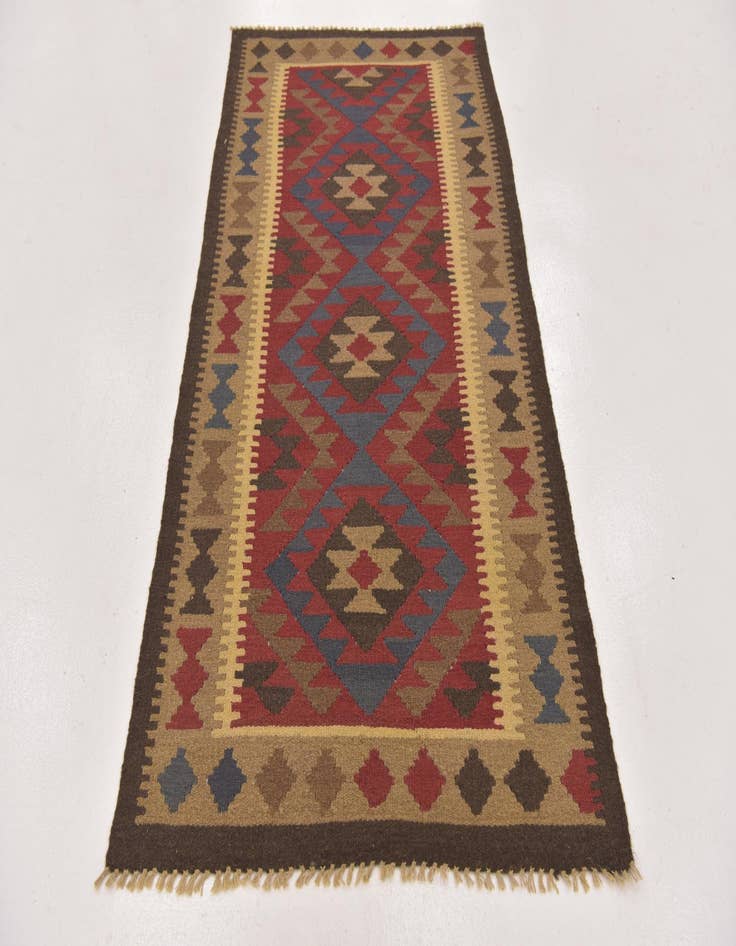 Detail image of  3' 5 x 6' 7  Hand Woven Kilim Maymana Wool Runner Rug