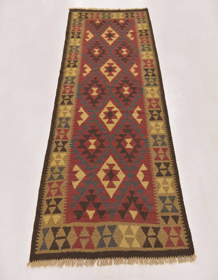 Detail image of  3' 5 x 6' 5  Hand Woven Kilim Maymana Wool Runner Rug