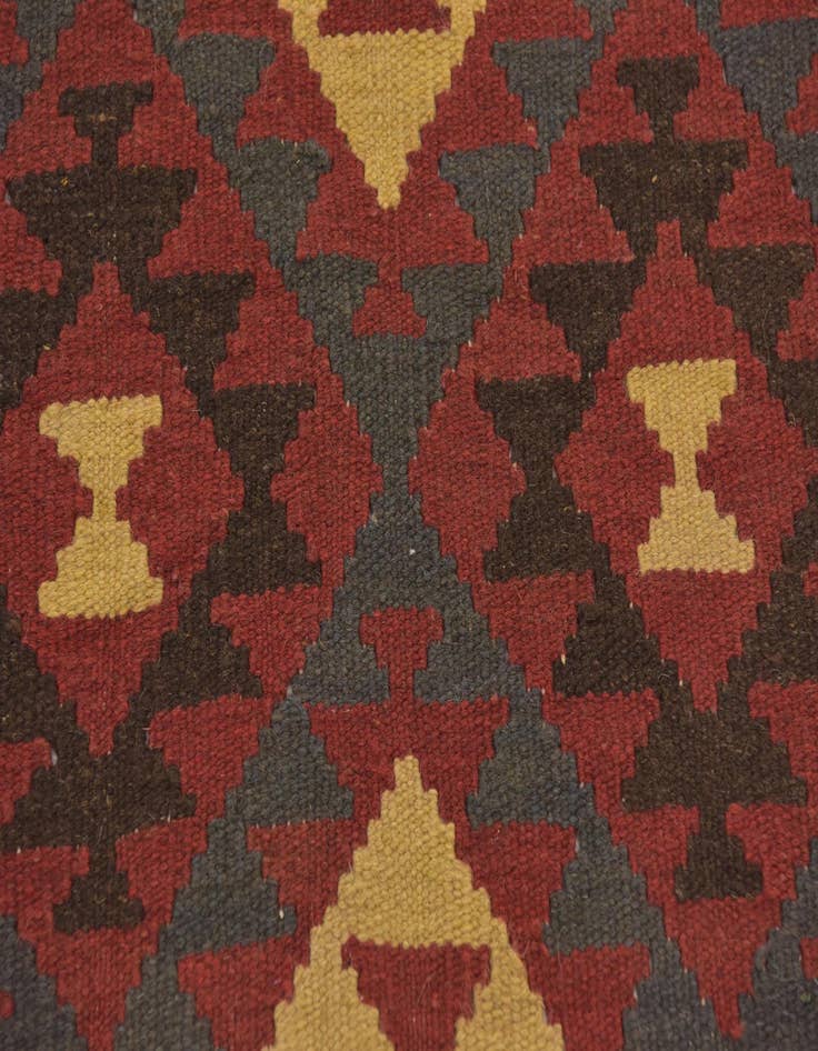 Detail image of  3' 5 x 6' 5  Hand Woven Kilim Maymana Wool Runner Rug