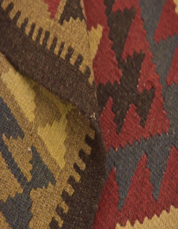 Detail image of  3' 5 x 6' 5  Hand Woven Kilim Maymana Wool Runner Rug
