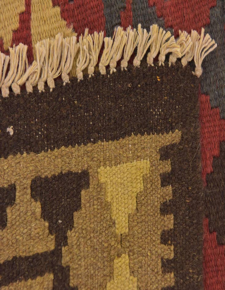Detail image of  3' 5 x 6' 5  Hand Woven Kilim Maymana Wool Runner Rug