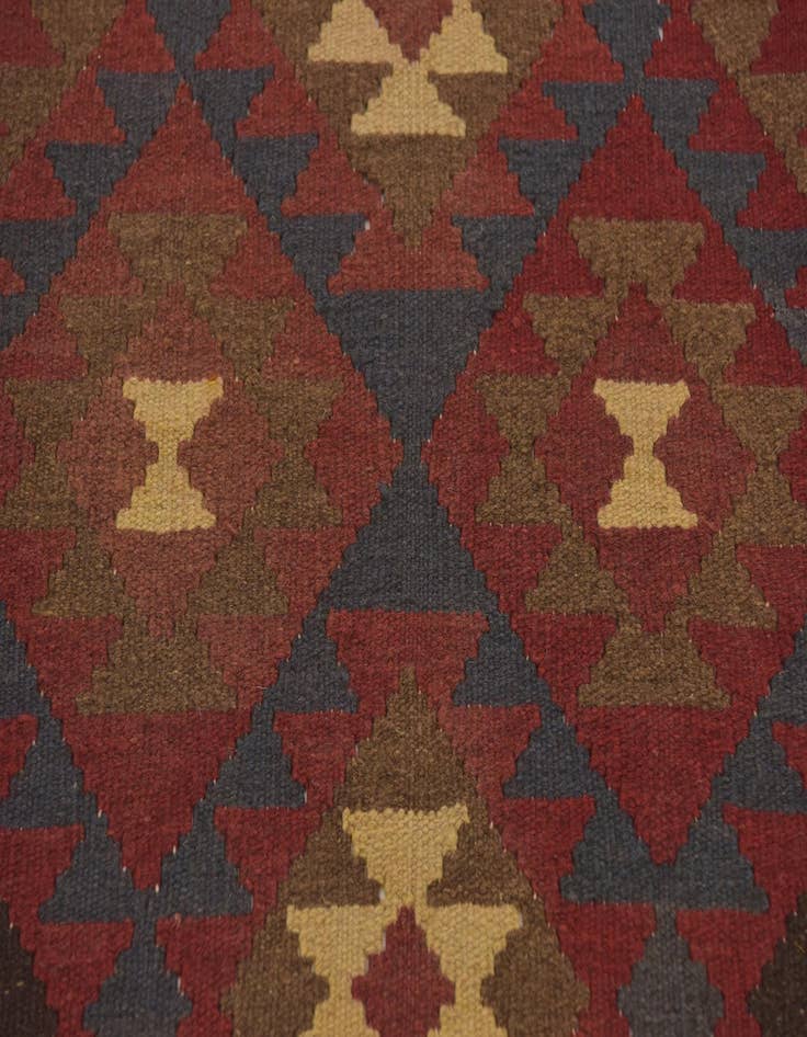 Detail image of  3' 2 x 6' 3  Hand Woven Kilim Maymana Wool Runner Rug