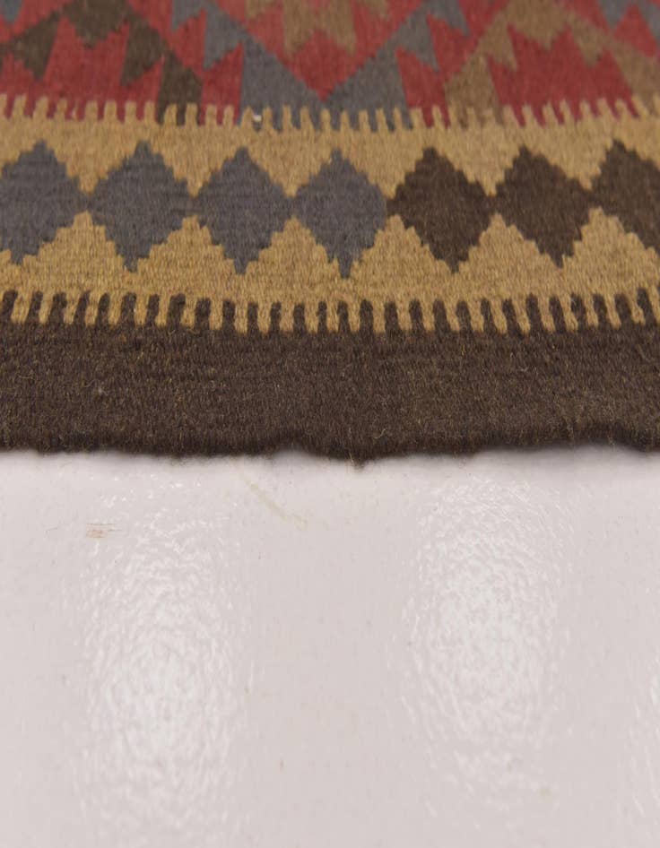Detail image of  3' 2 x 6' 3  Hand Woven Kilim Maymana Wool Runner Rug