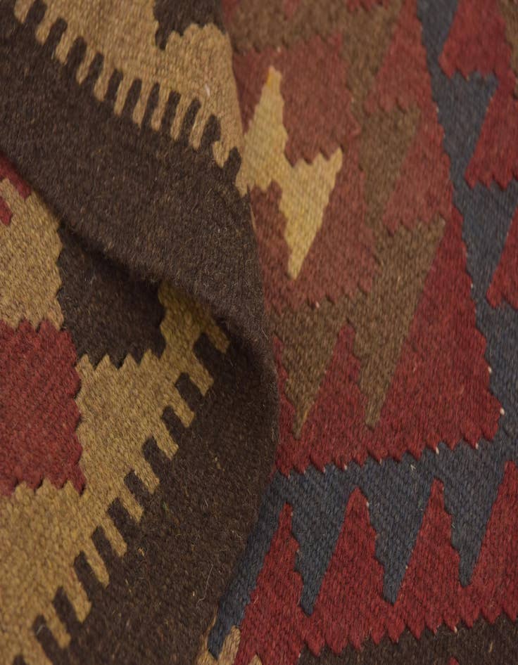 Detail image of  3' 2 x 6' 3  Hand Woven Kilim Maymana Wool Runner Rug