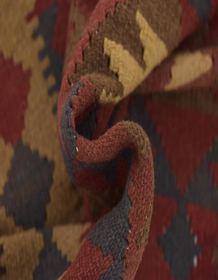 Detail image of  3' 2 x 6' 3  Hand Woven Kilim Maymana Wool Runner Rug