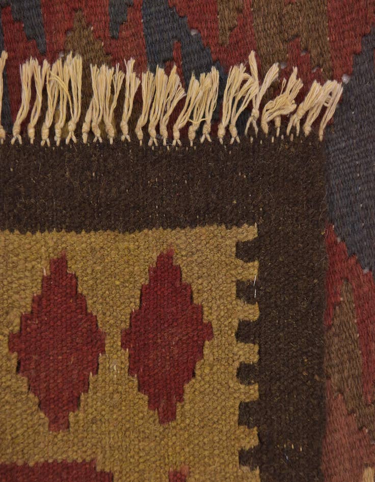 Detail image of  3' 2 x 6' 3  Hand Woven Kilim Maymana Wool Runner Rug