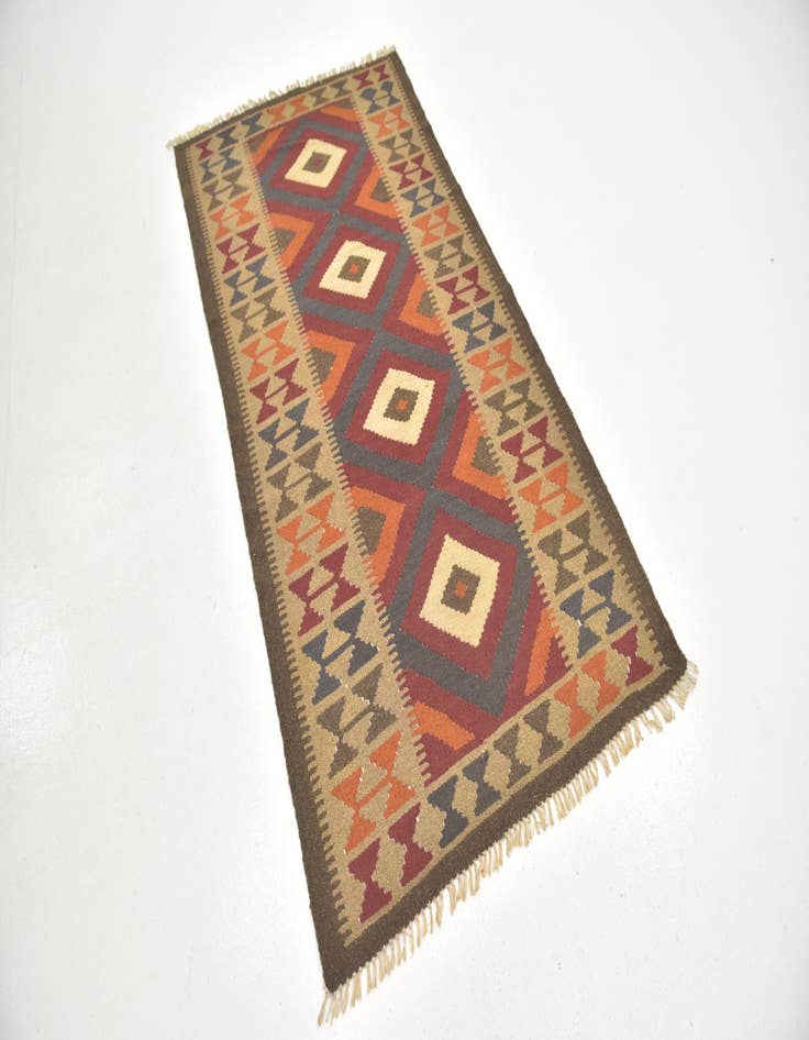 Detail image of  3' 4 x 6' 6  Hand Woven Kilim Maymana Wool Runner Rug