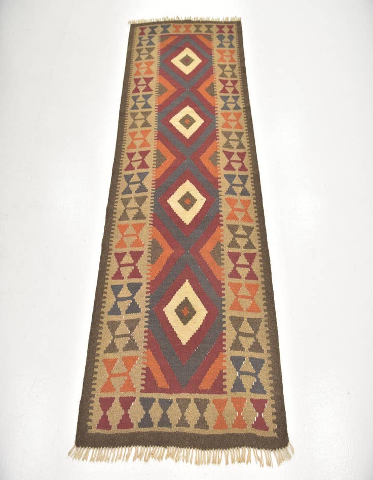 Detail image of  3' 4 x 6' 6  Hand Woven Kilim Maymana Wool Runner Rug