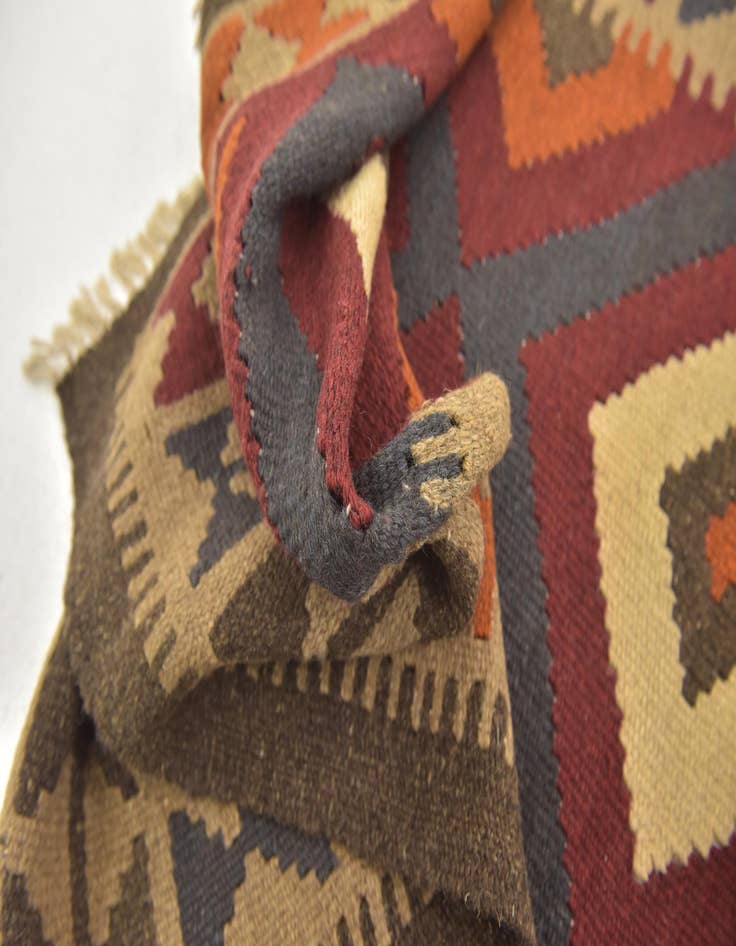 Detail image of  3' 4 x 6' 6  Hand Woven Kilim Maymana Wool Runner Rug