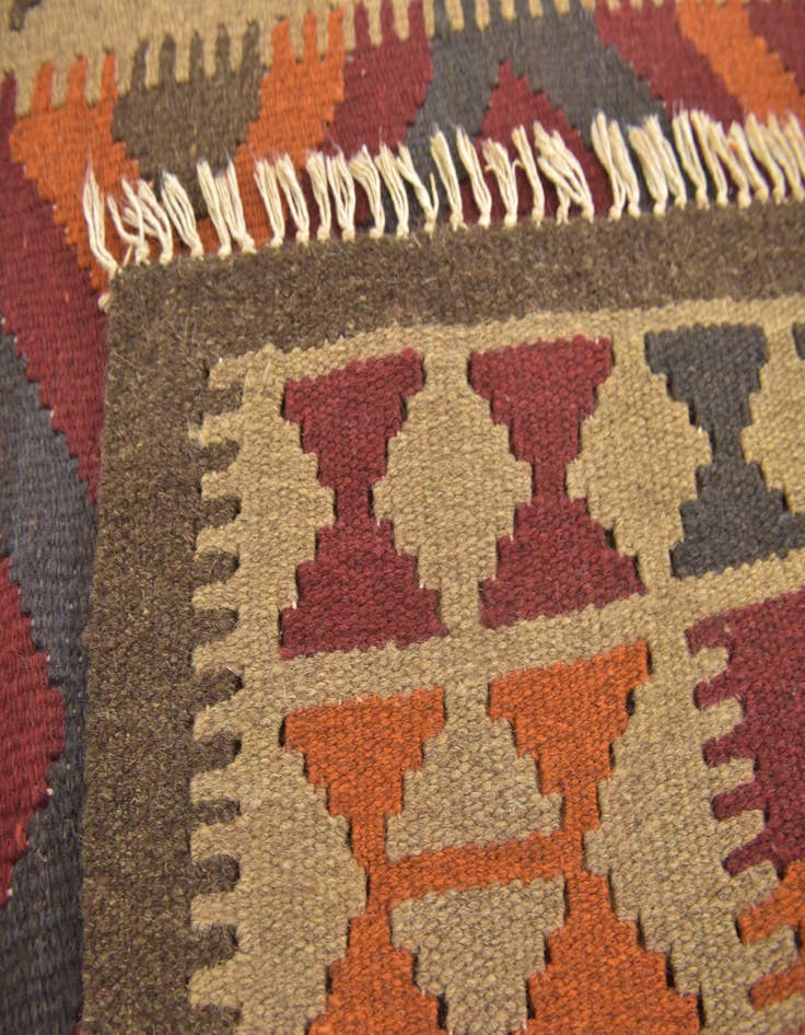 Detail image of  3' 4 x 6' 6  Hand Woven Kilim Maymana Wool Runner Rug