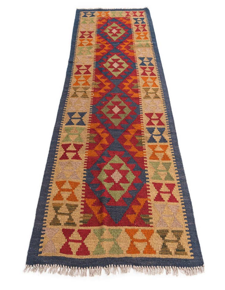 Detail image of  3' 1 x 6' 4  Hand Woven Kilim Maymana Wool Runner Rug