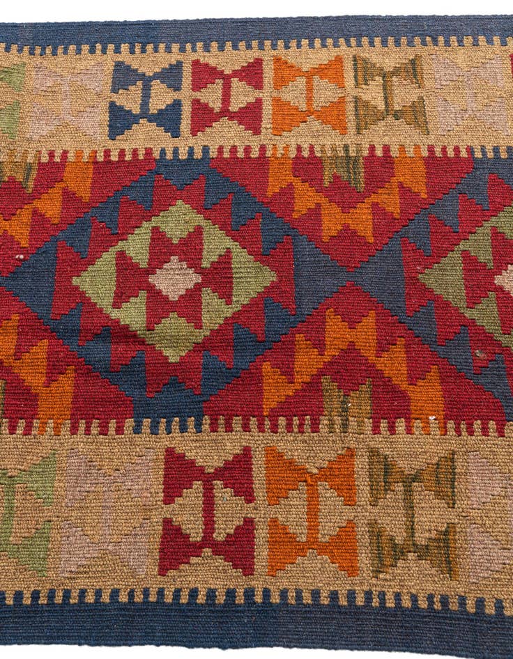 Detail image of  3' 1 x 6' 4  Hand Woven Kilim Maymana Wool Runner Rug