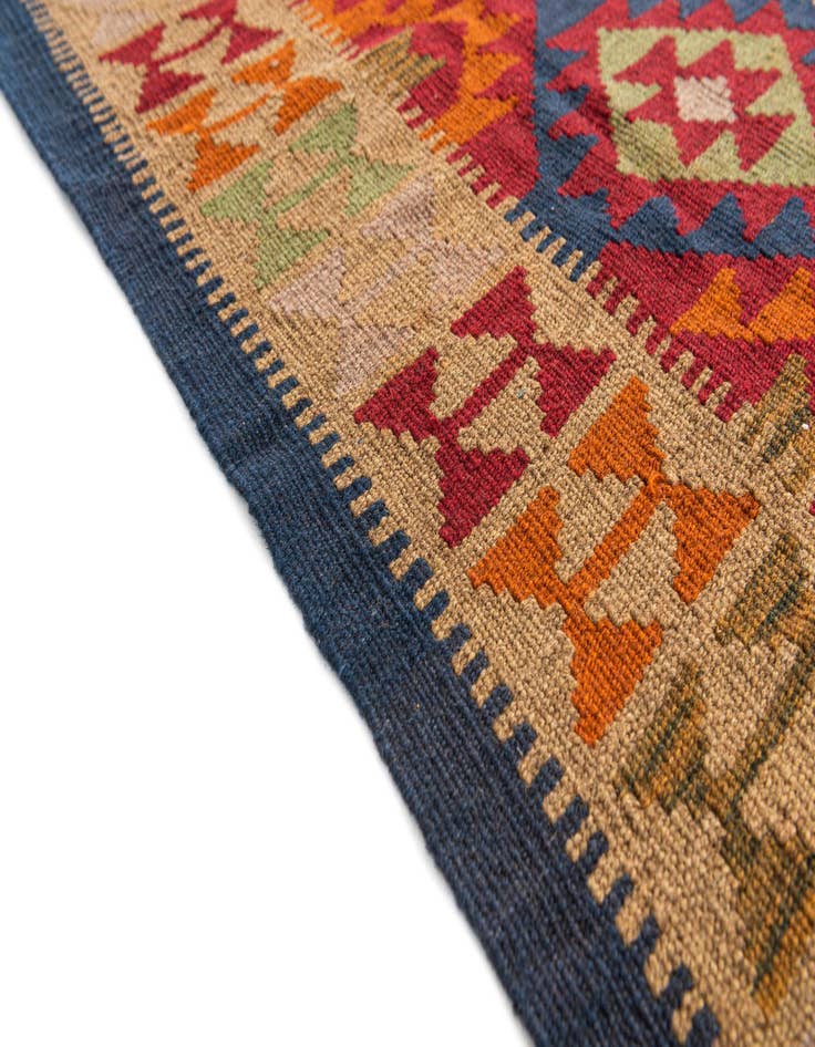 Detail image of  3' 1 x 6' 4  Hand Woven Kilim Maymana Wool Runner Rug