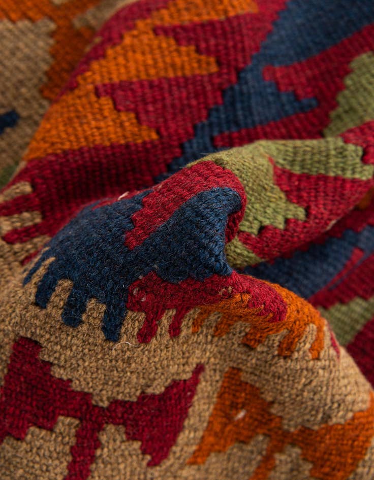 Detail image of  3' 1 x 6' 4  Hand Woven Kilim Maymana Wool Runner Rug