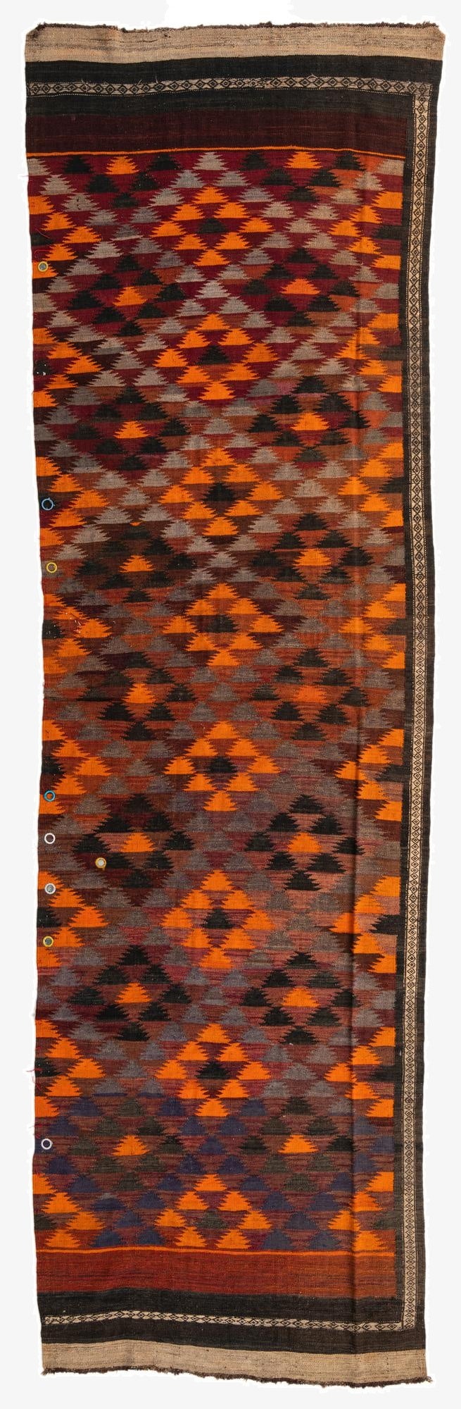  4' 6 x 15' 3  Hand Woven Kilim Maymana Wool Runner Rug
