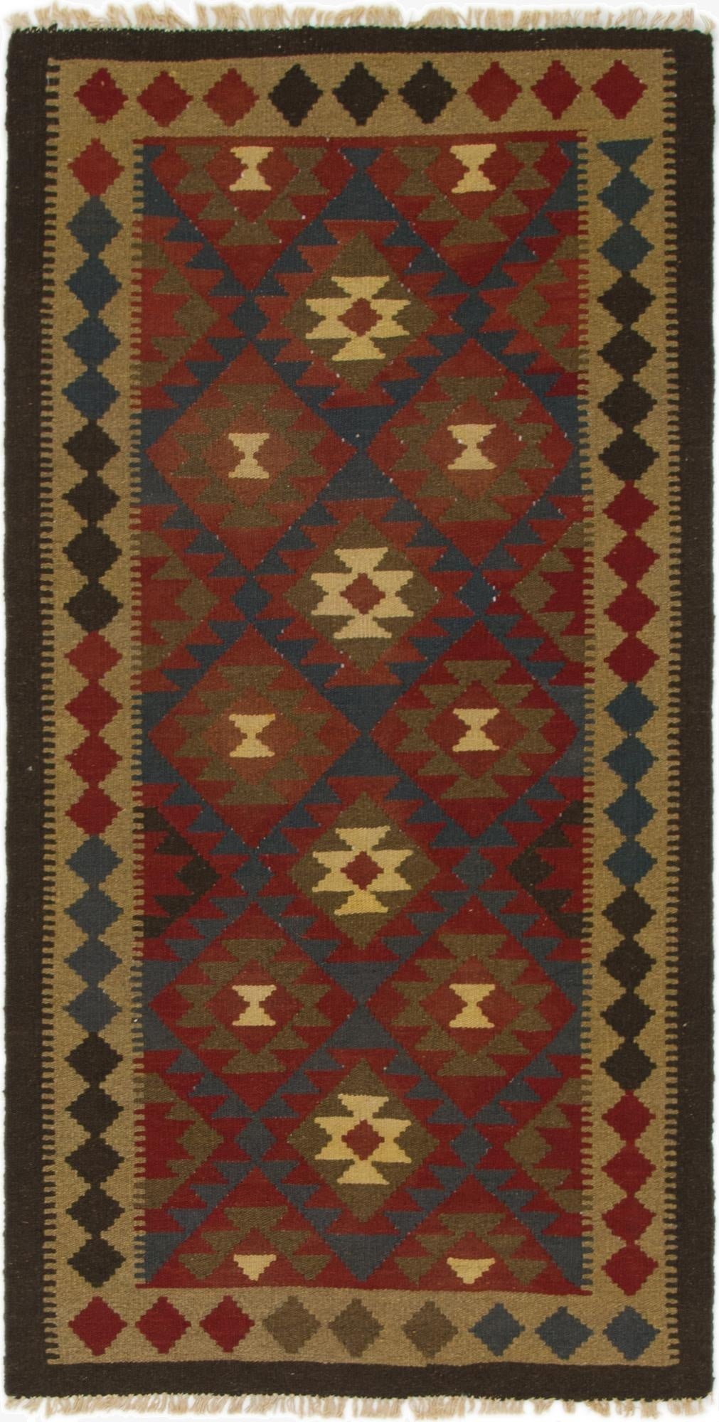 3' 2 x 6' 3  Hand Woven Kilim Maymana Wool Runner Rug