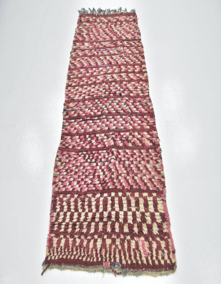 Detail image of  3' 4 x 7' 8  Hand Knotted Moroccan Wool Runner Rug