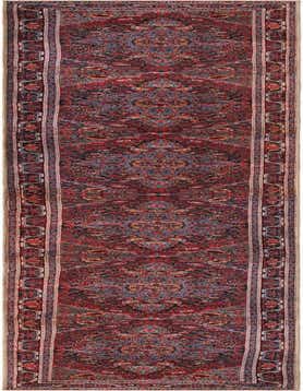 A 20 ft runner rug in shades of red and blue with a detailed transitional oriental medallion pattern, ideal for a long hallway.