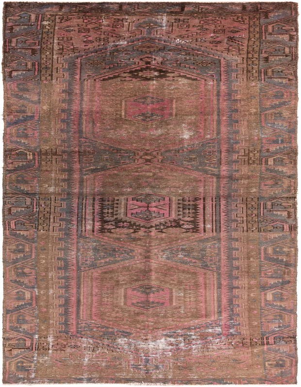  4' 1 x 13' 5  Hand Knotted Ultra Vintage Persian W...