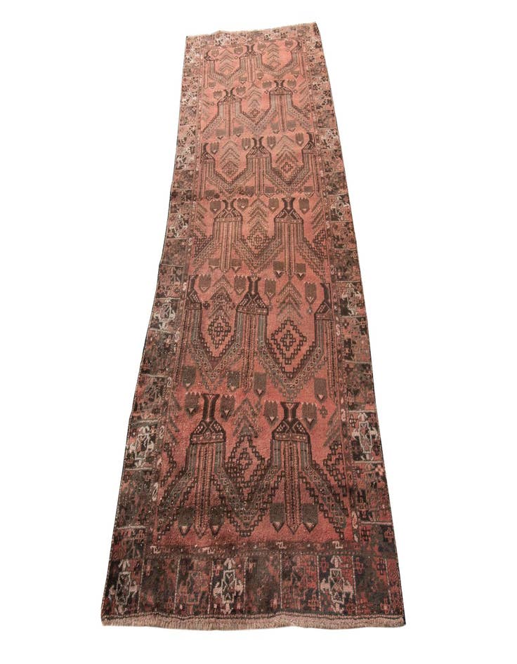 Detail image of  3' 9 x 9' 2  Hand Knotted Ultra Vintage Persian Wool Runner Rug