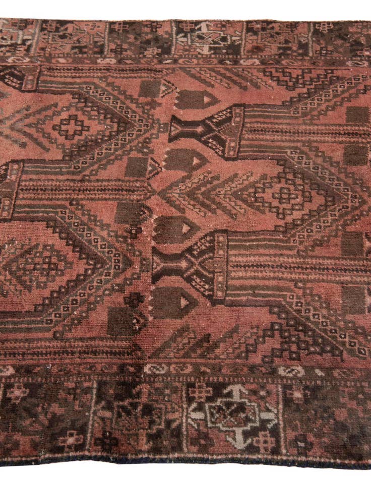 Detail image of  3' 9 x 9' 2  Hand Knotted Ultra Vintage Persian Wool Runner Rug