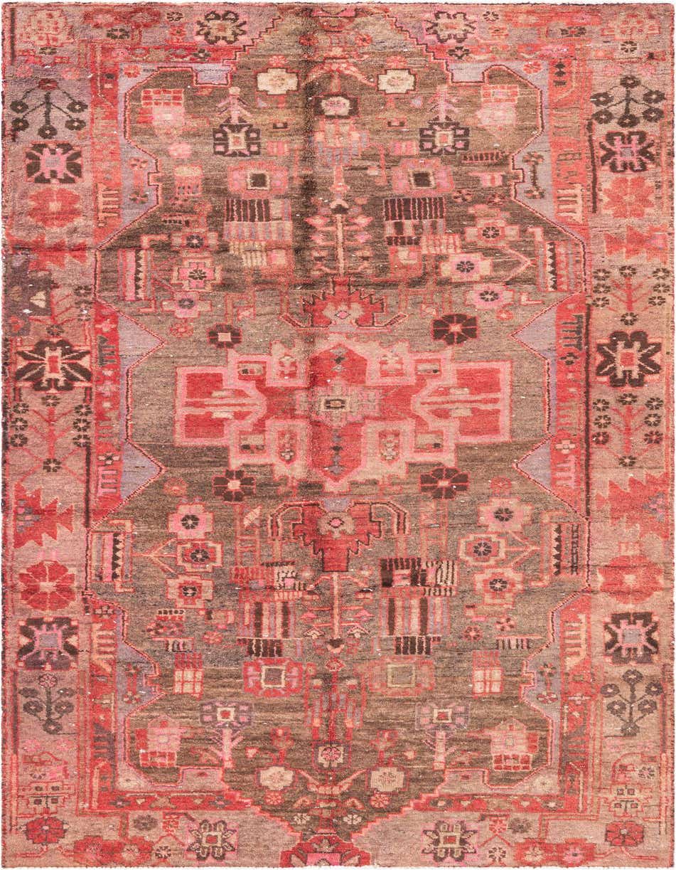 A 10 ft runner rug with a faded Persian pattern in shades of red, pink, and brown, perfect for a hallway.
