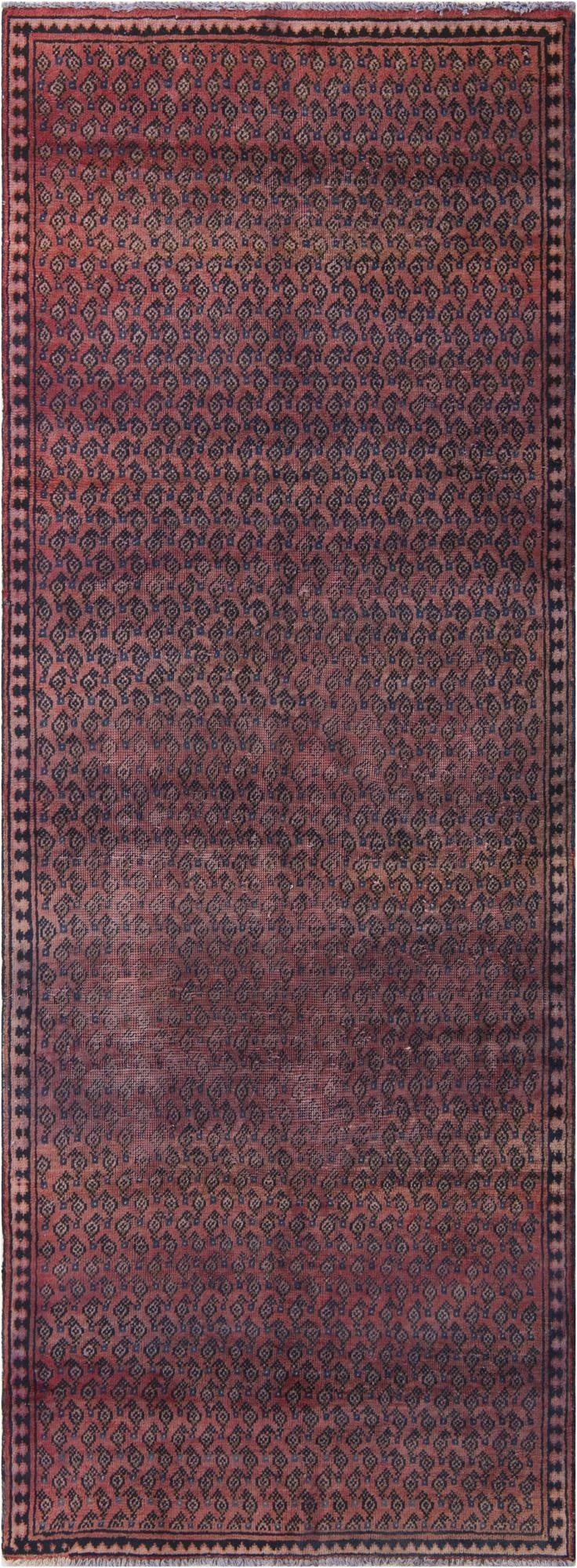  3' 6 x 9' 3  Hand Knotted Ultra Vintage Persian Wool Runner Rug