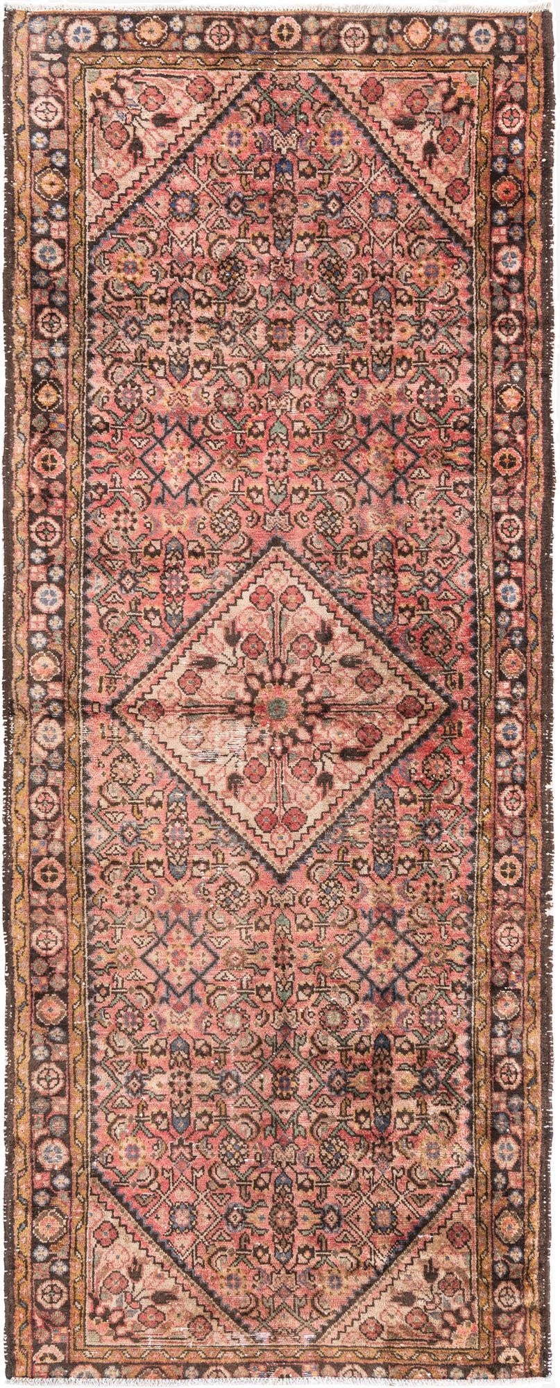  3' 8 x 9' 3  Hand Knotted Ultra Vintage Persian Wool Runner Rug