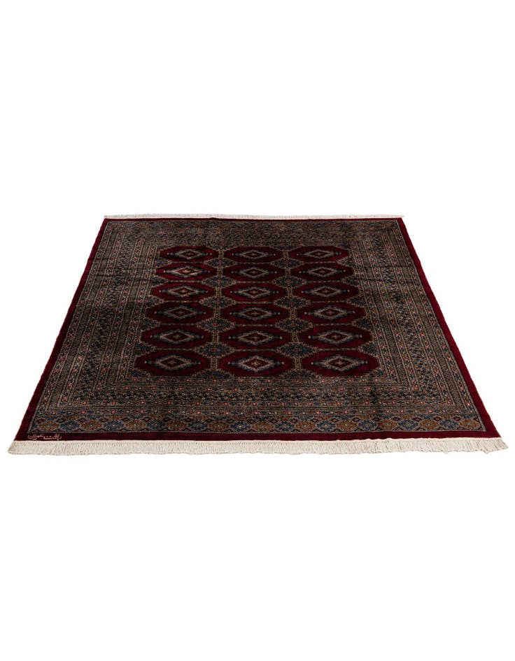 Detail image of  6' x 6' 2  Hand Knotted Bokhara Oriental Wool Square Rug