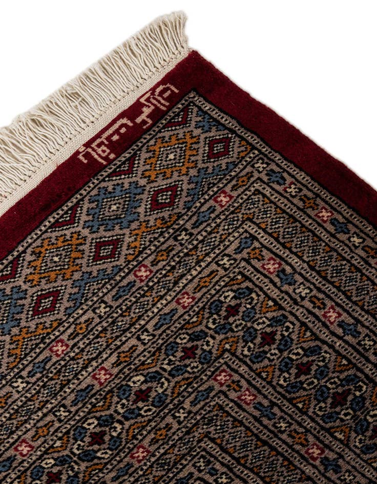 Detail image of  6' x 6' 2  Hand Knotted Bokhara Oriental Wool Square Rug