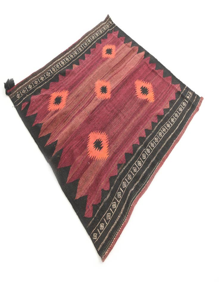 Detail image of  4' 4 x 4' 7  Hand Woven Kilim Afghan Wool Square Rug