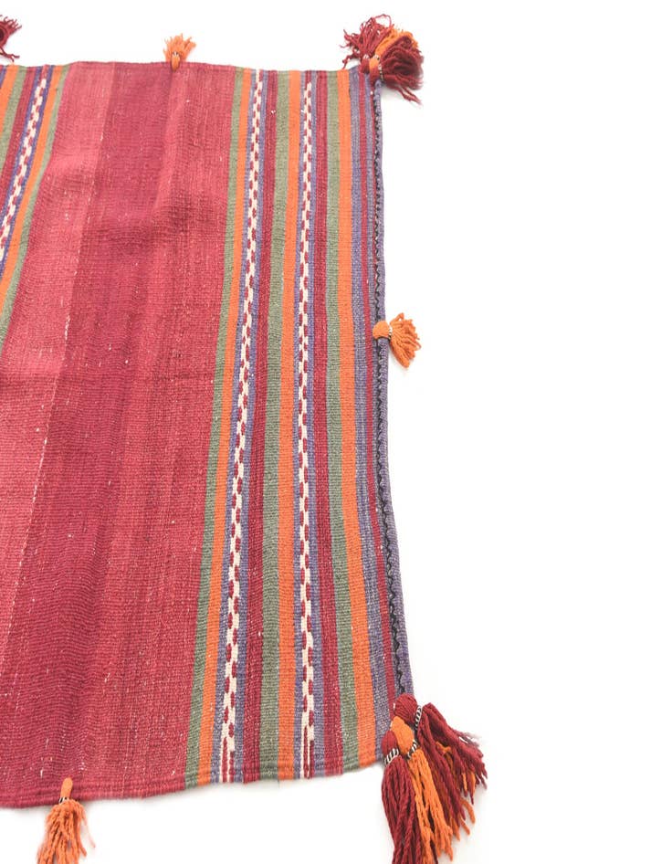 Detail image of  3' 7 x 3' 8  Hand Woven Kilim Afghan Wool Square Rug