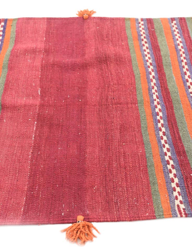 Detail image of  3' 7 x 3' 8  Hand Woven Kilim Afghan Wool Square Rug